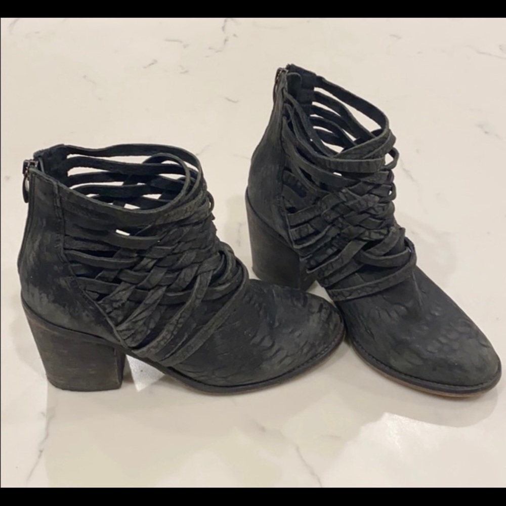 Free People black leather booties